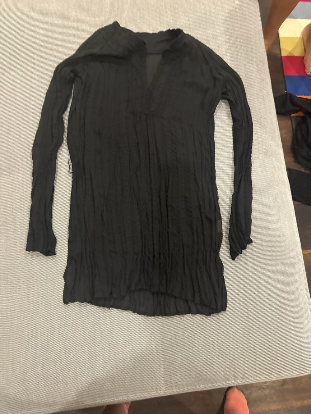 Laundry By Shelli Segal Black Crinkled Long-Sleeve Tunic